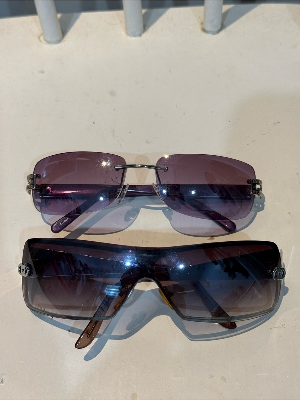 Purple Rimless and Shield Sunglasses - Women's Accessories